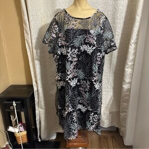 Lane Bryant embroidered black swing dress, size 26/28